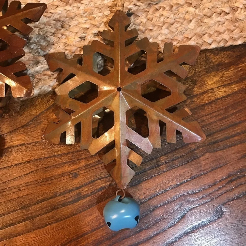 ❄️Set/6 Rustic Snowflakes with Bells